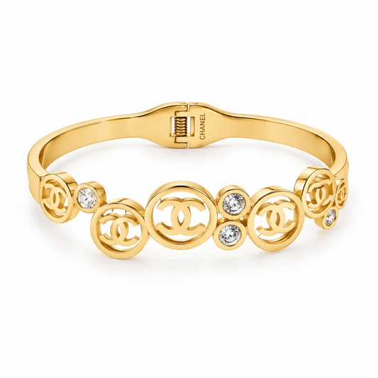 Chanel Crystal Logo Bangle