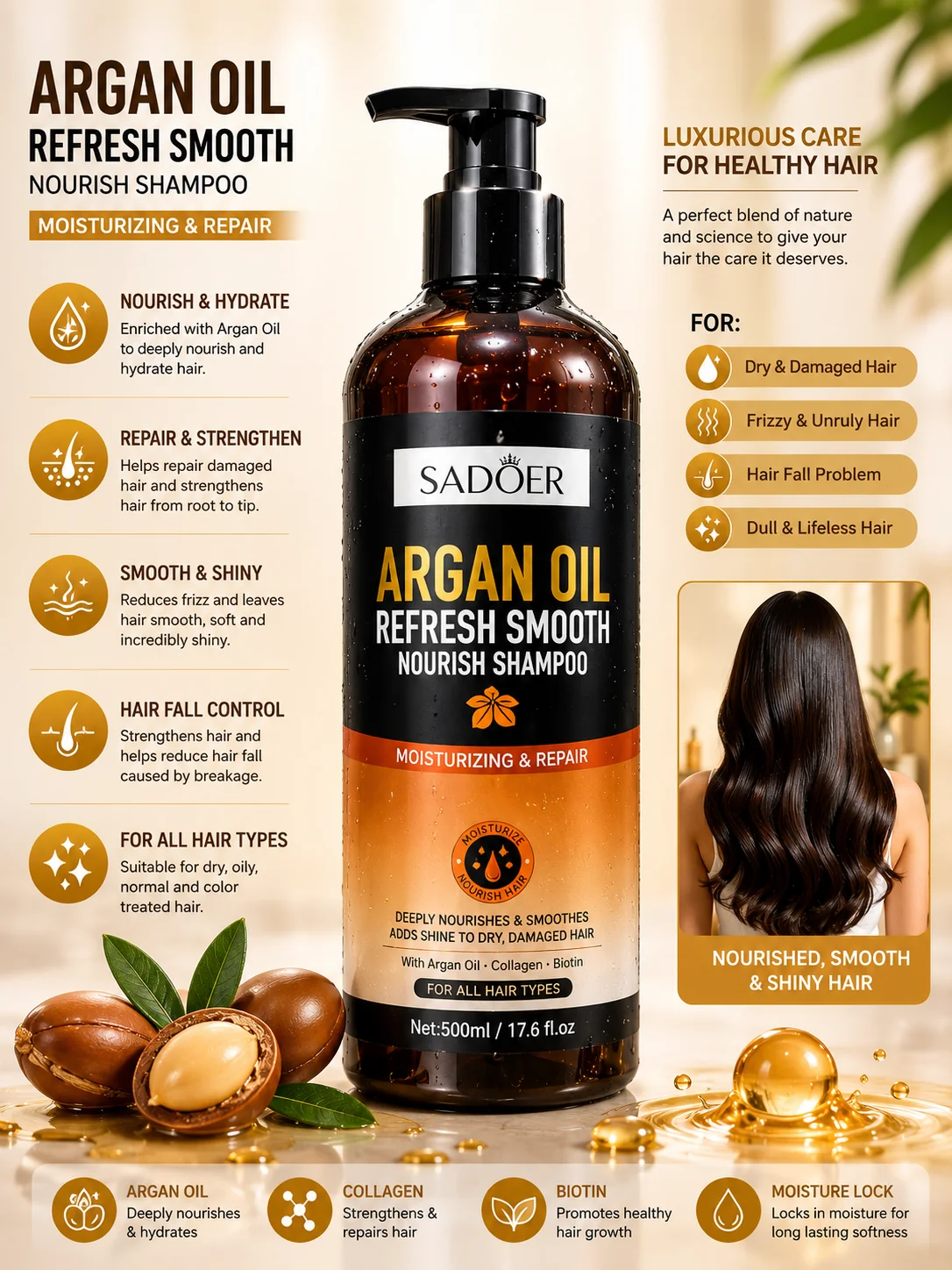 SADOER Argan Oil Refresh Smooth Shampoo